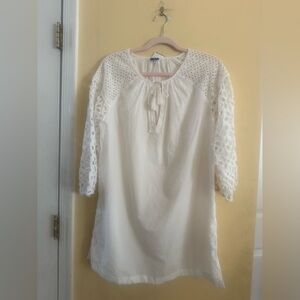 J.Crew white eyelet caftan embroidered beach cover-up, medium